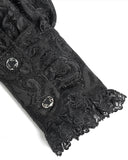 Devil Fashion Mens Gothic Aristocrat Split Tails Paisley Jacquard Dress Shirt & Cravat - Black