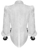 Devil Fashion Mens Gothic Aristocrat Split Tails Paisley Jacquard Cravat Dress Shirt - White