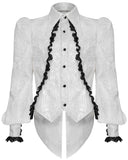 Devil Fashion Mens Gothic Aristocrat Split Tails Paisley Jacquard Cravat Dress Shirt - White