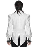 Devil Fashion Mens Gothic Aristocrat Split Tails Paisley Jacquard Cravat Dress Shirt - White