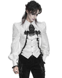 Devil Fashion Mens Gothic Aristocrat Split Tails Paisley Jacquard Cravat Dress Shirt - White