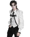 Devil Fashion Mens Gothic Aristocrat Split Tails Paisley Jacquard Cravat Dress Shirt - White