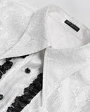 Devil Fashion Mens Gothic Aristocrat Split Tails Paisley Jacquard Cravat Dress Shirt - White