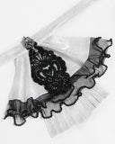 Devil Fashion Mens Gothic Aristocrat Split Tails Paisley Jacquard Cravat Dress Shirt - White