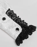 Devil Fashion Mens Gothic Aristocrat Split Tails Paisley Jacquard Cravat Dress Shirt - White