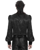 Devil Fashion Mens Gothic Aristocrat Jacquard Cravat Batwing Collar Dress Shirt - Black