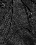 Devil Fashion Mens Gothic Aristocrat Jacquard Cravat Batwing Collar Dress Shirt - Black