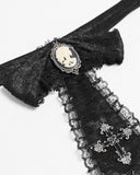 Devil Fashion Mens Gothic Aristocrat Jacquard Cravat Batwing Collar Dress Shirt - Black