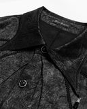 Devil Fashion Mens Gothic Aristocrat Jacquard Cravat Batwing Collar Dress Shirt - Black