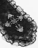 Devil Fashion Mens Gothic Aristocrat Jacquard Cravat Batwing Collar Dress Shirt - Black