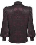 Devil Fashion Mens Gothic Aristocrat Jacquard Cravat Batwing Collar Dress Shirt - Red
