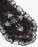 Devil Fashion Mens Gothic Aristocrat Jacquard Cravat Batwing Collar Dress Shirt - Red