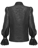 Devil Fashion Mens Gothic Crucifix Floral Jacquard & Lace Dress Shirt - Black