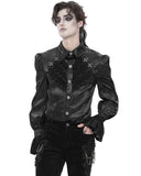 Devil Fashion Mens Gothic Crucifix Floral Jacquard & Lace Dress Shirt - Black