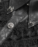 Devil Fashion Mens Gothic Crucifix Floral Jacquard & Lace Dress Shirt - Black