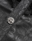 Devil Fashion Mens Gothic Crucifix Floral Jacquard & Lace Dress Shirt - Black