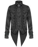 Devil Fashion Mens Gothic Split Tails Jacquard & Lace Shirt & Bowtie - Black
