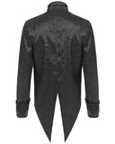 Devil Fashion Mens Gothic Split Tails Jacquard & Lace Shirt & Bowtie - Black