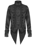 Devil Fashion Mens Gothic Split Tails Jacquard & Lace Shirt & Bowtie - Black