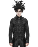 Devil Fashion Mens Gothic Split Tails Jacquard & Lace Shirt & Bowtie - Black