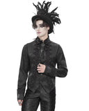 Devil Fashion Mens Gothic Split Tails Jacquard & Lace Shirt & Bowtie - Black