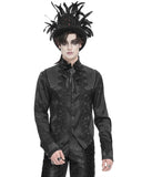 Devil Fashion Mens Gothic Split Tails Jacquard & Lace Shirt & Bowtie - Black