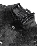 Devil Fashion Mens Gothic Split Tails Jacquard & Lace Shirt & Bowtie - Black