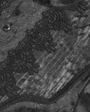 Devil Fashion Mens Gothic Split Tails Jacquard & Lace Shirt & Bowtie - Black