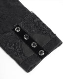 Devil Fashion Mens Gothic Split Tails Jacquard & Lace Shirt & Bowtie - Black