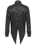 Devil Fashion Mens Gothic Split Tails Jacquard & Lace Shirt & Bowtie - Black & Red