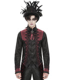 Devil Fashion Mens Gothic Split Tails Jacquard & Lace Shirt & Bowtie - Black & Red