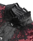 Devil Fashion Mens Gothic Split Tails Jacquard & Lace Shirt & Bowtie - Black & Red