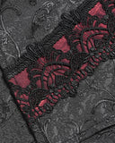 Devil Fashion Mens Gothic Split Tails Jacquard & Lace Shirt & Bowtie - Black & Red