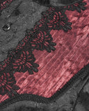 Devil Fashion Mens Gothic Split Tails Jacquard & Lace Shirt & Bowtie - Black & Red