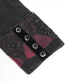 Devil Fashion Mens Gothic Split Tails Jacquard & Lace Shirt & Bowtie - Black & Red