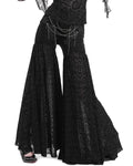 Eva Lady Womens Dark Gothic Punk Chained Damask Mesh Flared Leggings