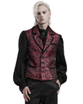 Punk Rave Mens Gothic Aristocrat Damask Jacquard Waistcoat Vest - Black & Red