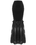 Eva Lady Dark Devore Baroque Gothic Velvet Chained Mermaid Skirt - Black