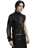 Punk Rave Mens Gothic Apocalyptic Punk Asymmetric One-Arm Harness Jacket