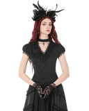 Dark In Love Womens Gothic Crucifix & Rose Blouse Top