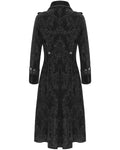 Devil Fashion Mens Long Gothic Victorian Damask Velvet Coat - Black
