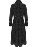 Devil Fashion Mens Long Gothic Victorian Damask Velvet Coat - Black