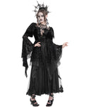 Eva Lady Womens Long Dark Gothic Velvet Lace Up Ball Gown Maxi Dress - Black