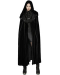 Punk Rave Womens Long Gothic Velvet & Lace Hooded Cloak