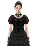 Dark In Love Womens Gothic Velvet & Lace Short Sleeve Bolero Shrug - Red & Black