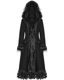 Punk Rave Womens Gothic Winter Fur & Lace Trimmed Hooded Coat - Extended Size Range