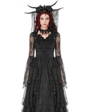 Dark In Love Womens Gothic Deep-V Bell-Sleeve Lace Bolero Shrug