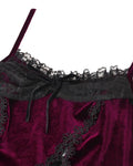 Dark In Love Womens Dark Gothic Vampire Velvet Cami Corset Top - Red & Black