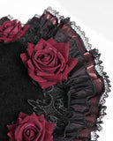 Devil Fashion Womens Gothic Roses Velvet Pointed Witch Hat - Black & Red