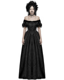 Punk Rave Womens Long Gothic Jacquard Ballgown Wedding Dress - Black